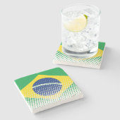 Flagge Brasiliens mit Halftone-Effekt Steinuntersetzer (Seitenansicht)