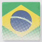 Flagge Brasiliens mit Halftone-Effekt Steinuntersetzer (Vorderseite)