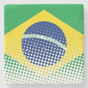 Flagge Brasiliens mit Halftone-Effekt Steinuntersetzer