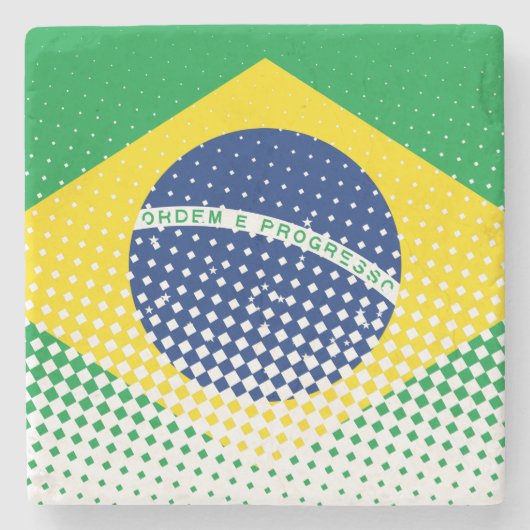 Flagge Brasiliens mit Halftone-Effekt Steinuntersetzer (Vorderseite)