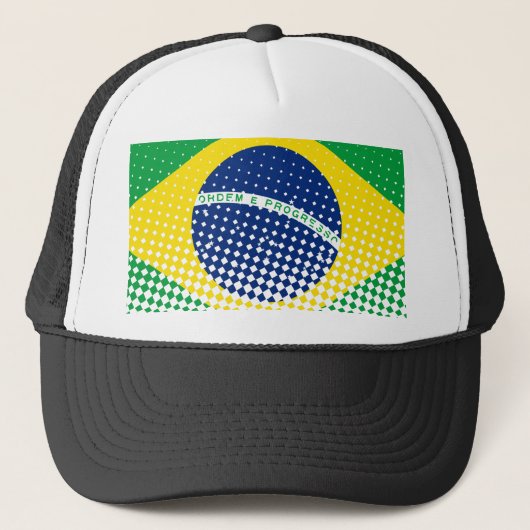 Flagge Brasiliens mit Halftone-Effekt Truckerkappe (Vorderseite)