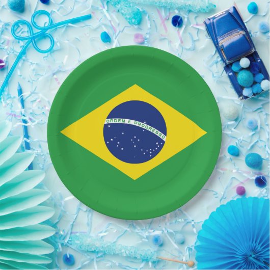 Flagge Brasiliens Pappteller (Party)