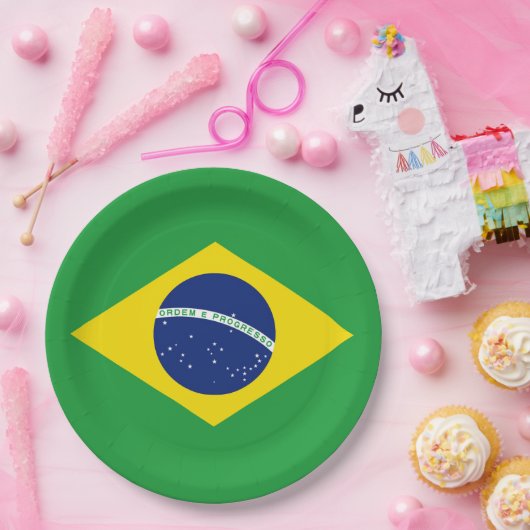 Flagge Brasiliens Pappteller (Party)