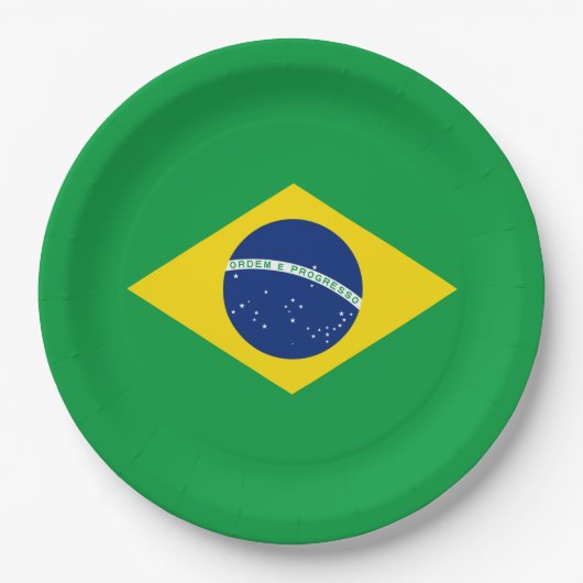 Flagge Brasiliens Pappteller (Vorderseite)