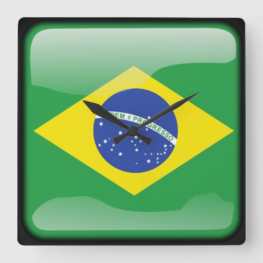 Flagge Brasiliens Quadratische Wanduhr (Vorderseite)