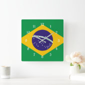 Flagge Brasiliens Quadratische Wanduhr (Zuhause)
