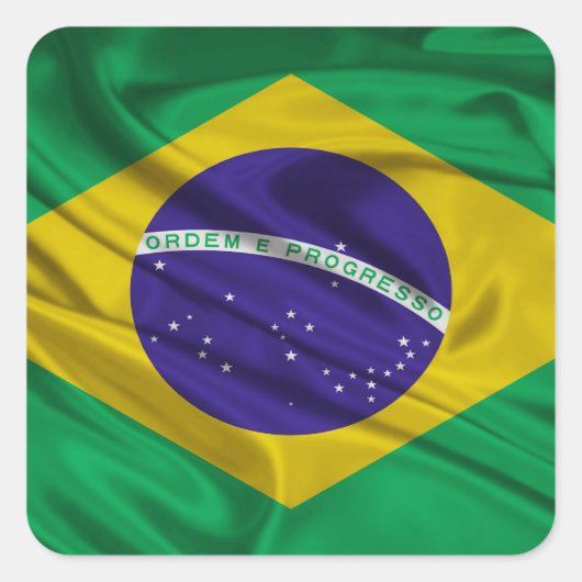 Flagge Brasiliens Quadratischer Aufkleber (Vorderseite)