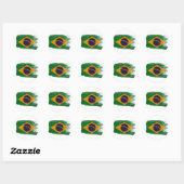Flagge Brasiliens Runder Aufkleber (Blatt)