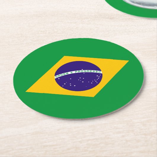 Flagge Brasiliens Runder Pappuntersetzer (Angewinkelt)