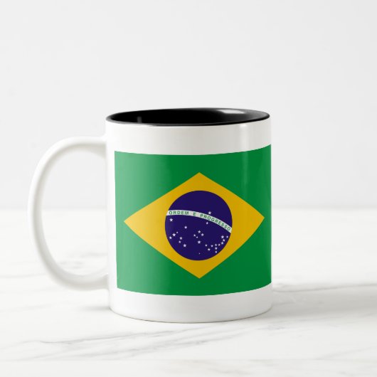 Flagge Brasiliens Zweifarbige Tasse (Links)
