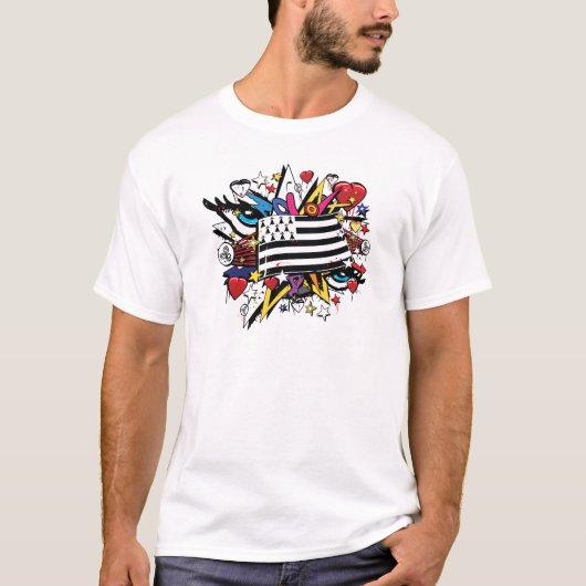 Flagge Breizh graffiti Breton graff T-Shirt (Vorderseite)