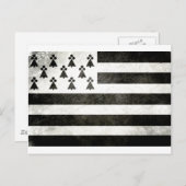 Flagge Bretagne Vintage Postkarte (Vorne/Hinten)