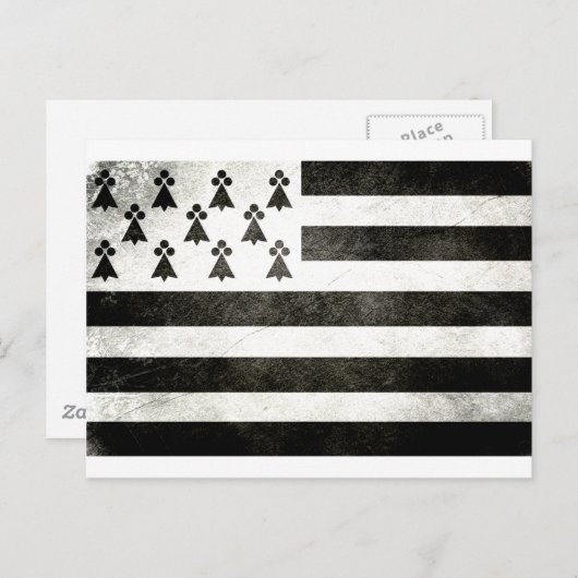 Flagge Bretagne Vintage Postkarte (Vorne/Hinten)