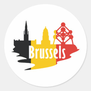 Flagge Brüssel Runder Aufkleber