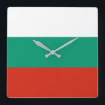Flagge Bulgariens Quadratische Wanduhr<br><div class="desc">Die bulgarische Flagge ist eine horizontale Trikolore. Die verwendeten Farben in der Flagge sind rot, weiß, grün. Der Anteil der bulgarischen Flagge beträgt 3:5. Die Flagge Bulgariens wurde 1991 adoptiert. Die erste Verwendung der aktuellen Flaggengestaltung erfolgte 1879. Die letzte Änderung an der derzeitigen bulgarischen Flaggengestaltung erfolgte 1991.</div>