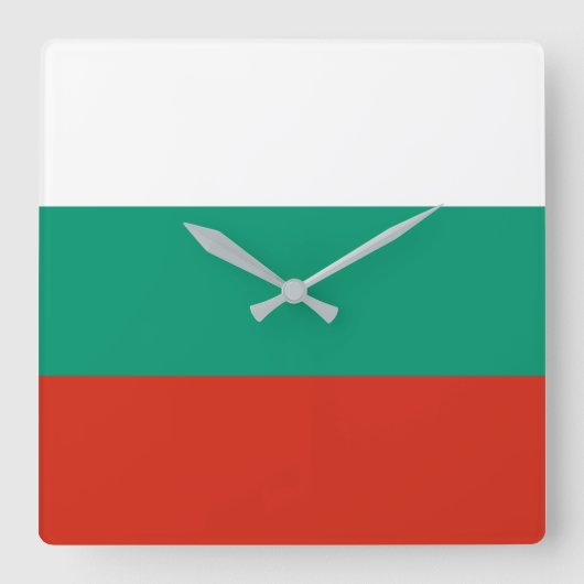 Flagge Bulgariens Quadratische Wanduhr (Vorderseite)
