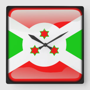Flagge Burundis Quadratische Wanduhr