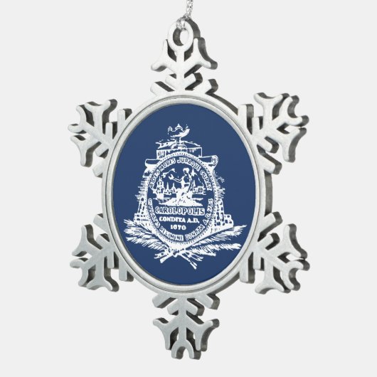 Flagge Charleston, South Carolina Snowflake Pewte Schneeflocken Zinn-Ornament (Rechts)