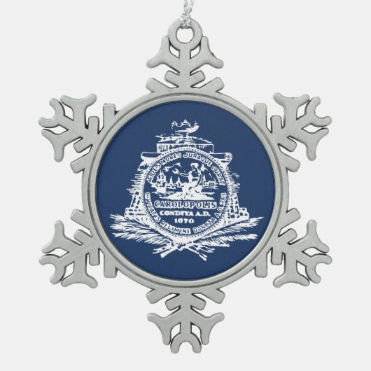 Flagge Charleston, South Carolina Snowflake Pewte Schneeflocken Zinn-Ornament (Vorderseite)