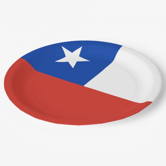 Flagge Chiles Pappteller (Schrägansicht)