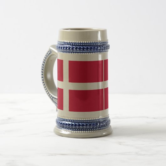 Flagge Dänemarks oder dänischer Stoff Bierglas (Vorderseite Links)