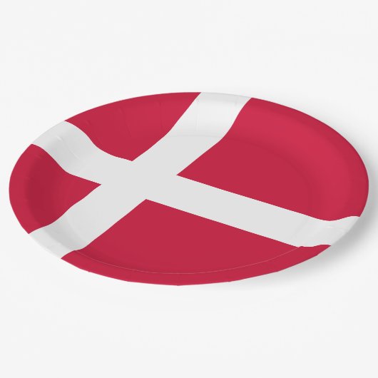 Flagge Dänemarks oder dänischer Stoff Pappteller (Schrägansicht)
