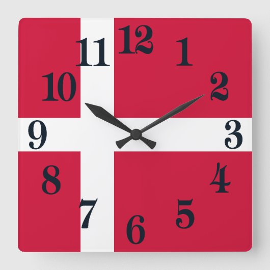 Flagge Dänemarks oder dänischer Stoff Quadratische Wanduhr (Vorderseite)