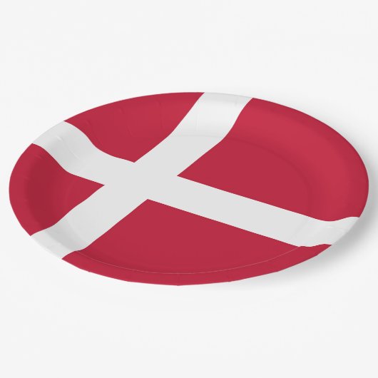 Flagge Dänemarks Pappteller (Schrägansicht)