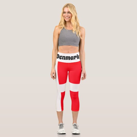 Flagge Dänemarks Yoga Pants Capri Leggings (Vorderseite)