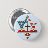 Flagge-Davidsstern Mit Kreuz Button (Vorne & Hinten)