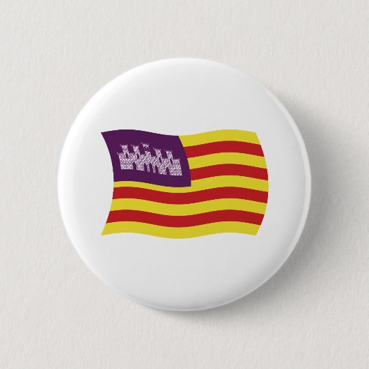 Flagge der Balearischen Inseln Button (Vorderseite)