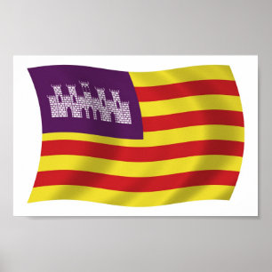 Flagge der Balearischen Inseln Poster Druck