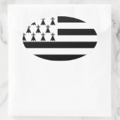 Flagge der Bretagne, Frankreich Ovaler Aufkleber (Tasche)