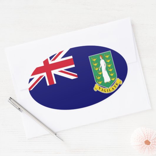 Flagge der Britischen Jungfrau Ovaler Aufkleber (Umschlag)