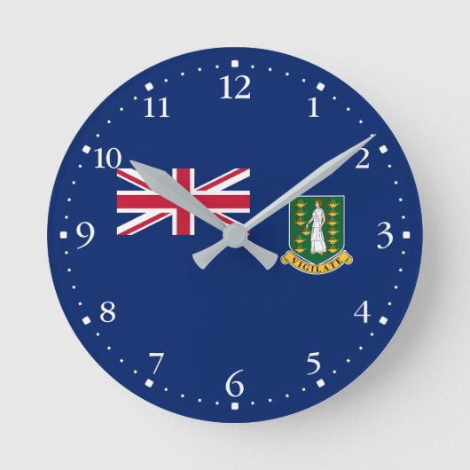 Flagge der Britischen Jungfrau Runde Wanduhr (Vorderseite)