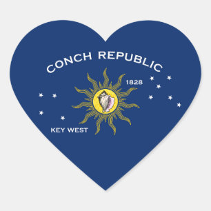 Flagge der Conch-Republik, Flagge von Key West Herz-Aufkleber