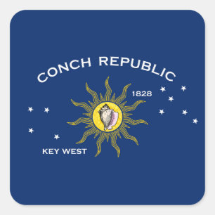 Flagge der Conch-Republik, Flagge von Key West Quadratischer Aufkleber