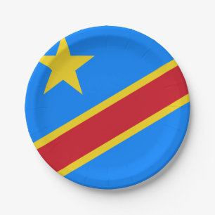 Flagge der Demokratischen Republik Kongo Pappteller