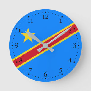 Flagge der Demokratischen Republik Kongo Runde Wanduhr