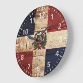 Flagge der Dominikanischen Republik auf Altholz Große Wanduhr (Winkel)
