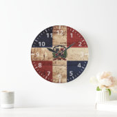 Flagge der Dominikanischen Republik auf Altholz Große Wanduhr (Zuhause)