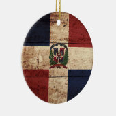Flagge der Dominikanischen Republik auf Altholz Keramikornament (Rechts)