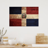 Flagge der Dominikanischen Republik auf Altholz Poster (Küche)
