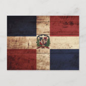 Flagge der Dominikanischen Republik auf Altholz Postkarte (Vorderseite)