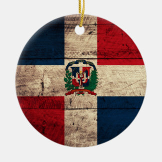 Flagge der Dominikanischen Republik aus Holz Keramik Ornament