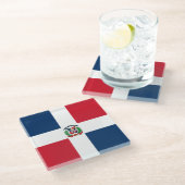 Flagge der Dominikanischen Republik Glasuntersetzer (Schrägansicht)