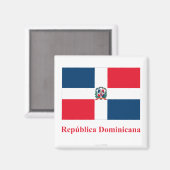 Flagge der Dominikanischen Republik mit Name auf S Magnet (Vorderseite/Rückseite)