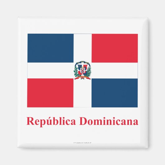 Flagge der Dominikanischen Republik mit Name auf S Magnet (Vorne)