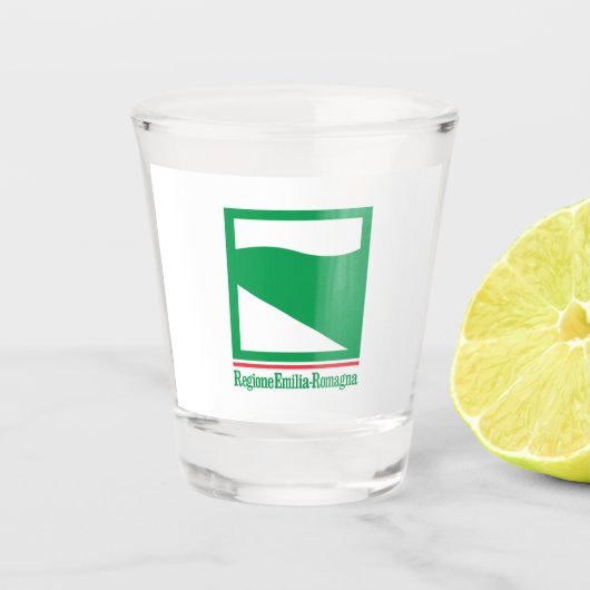 Flagge der Emilia Romagna (Italien) Schnapsglas (Vorderseite)