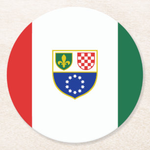 Flagge der Föderation Bosnien und Herzegowina Runder Pappuntersetzer